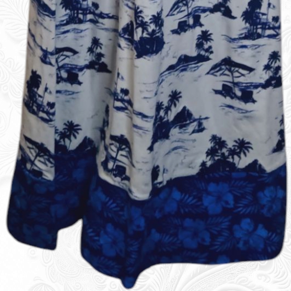 NWOT! Tommy Bahama White Racerback Maxi Dress Blue Island Themed Designs  - Picture 6 of 6